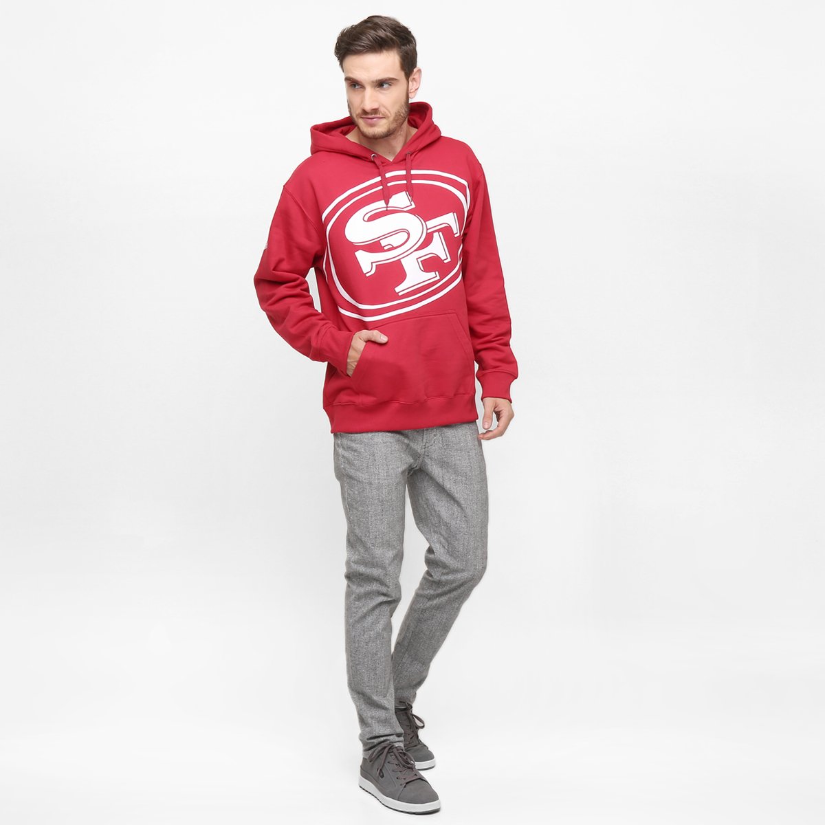 grey 49ers moletom com capuz