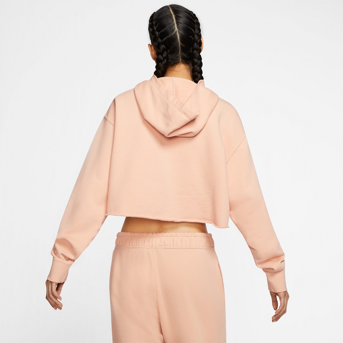 beige cropped zip up moletom com capuz