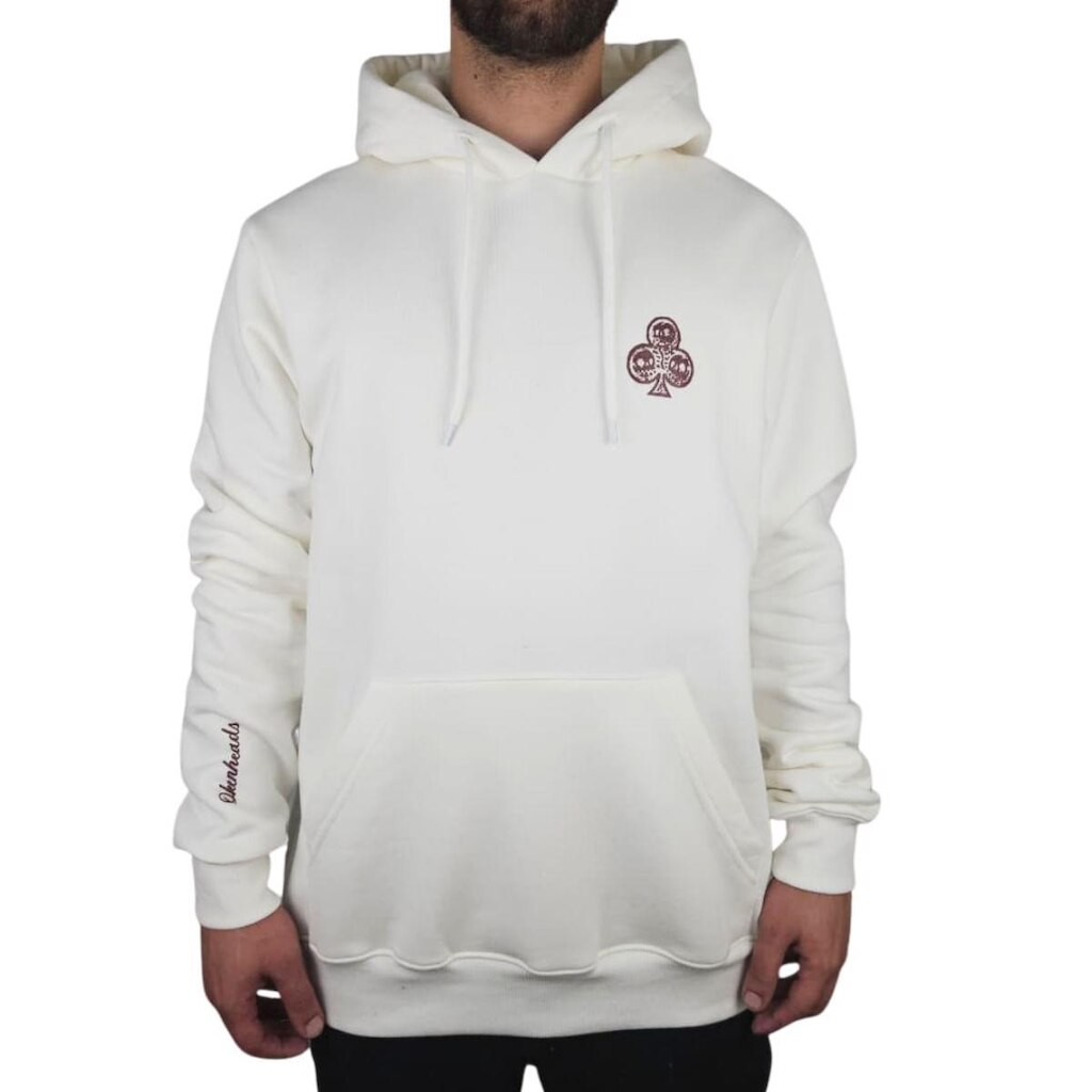 Moletom Okenheads Fechado Three Skulls Branco