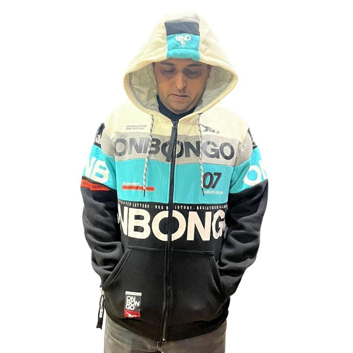 Moletom Onbongo Canguru D642A Preto Azul Cinza e Branco Branco