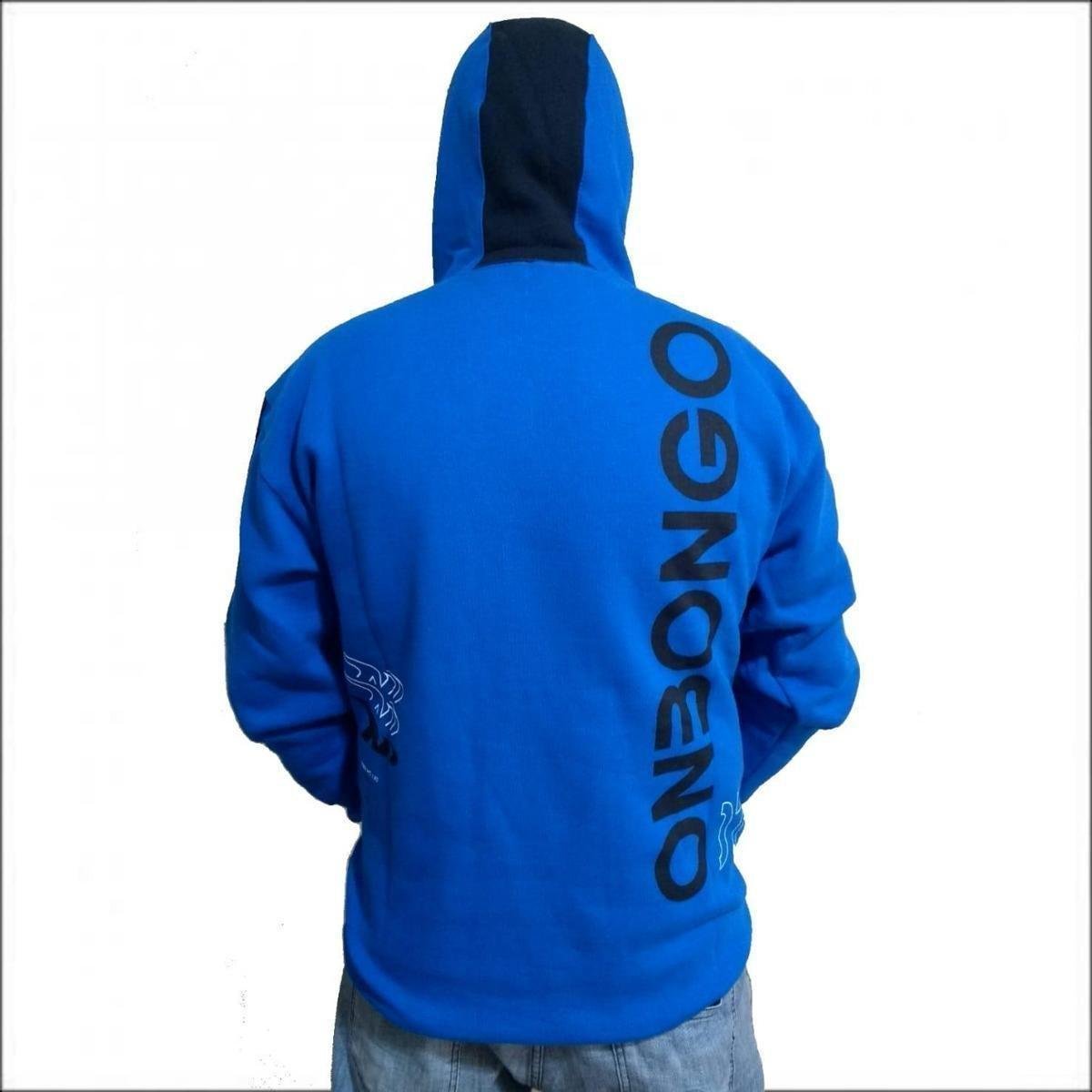 Moletom Onbongo Fechado com Capuz Gola Alta D271A Azul+Preto