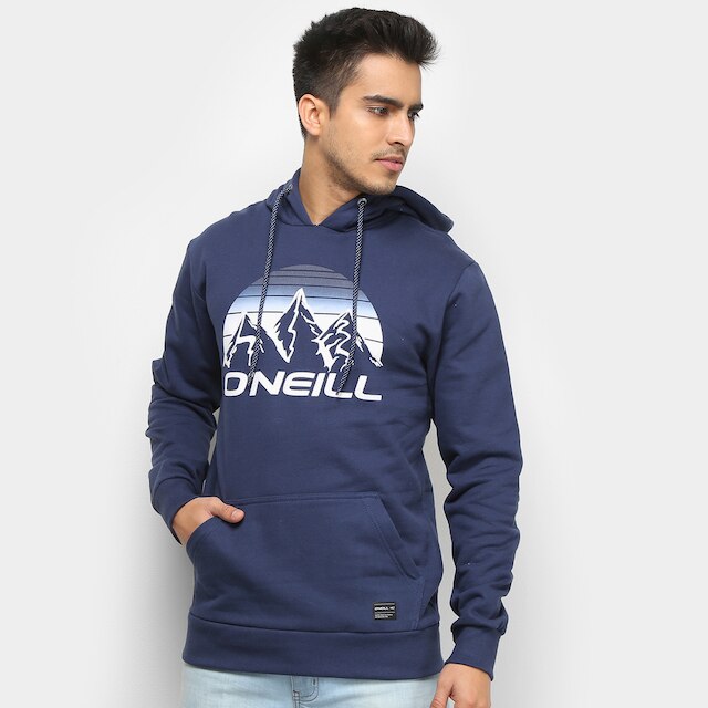 Moletom O'Neill Mount Canguru Masculino - Azul Menor preço em Moletom O'Neill Mount Canguru Masculino - Azul