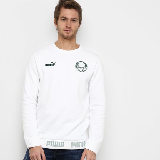 Moletom Palmeiras Culture Puma Crew Masculino - Branco+Verde Menor preço em Moletom Palmeiras Culture Puma Crew Masculino - Branco+Verde