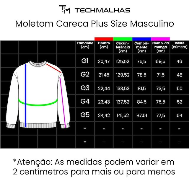 Moletom Plus Size Masculino Sem Capuz