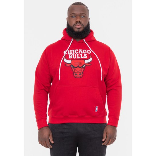 Moletom Plus Size NBA Chicago Bulls Capuz Masculino - Vermelho Menor preço em Moletom Plus Size NBA Chicago Bulls Capuz Masculino - Vermelho