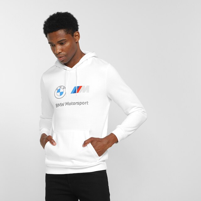 Moletom Puma BMW MMS Essentials Fleece Canguru Masculino - Branco Menor preço em Moletom Puma BMW MMS Essentials Fleece Canguru Masculino - Branco