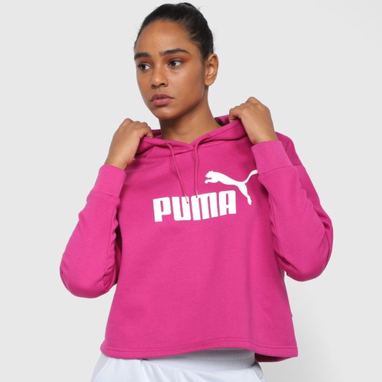 Moletom Puma Cropped C/ Capuz Feminino - Rosa Menor preço em Moletom Puma Cropped C/ Capuz Feminino - Rosa