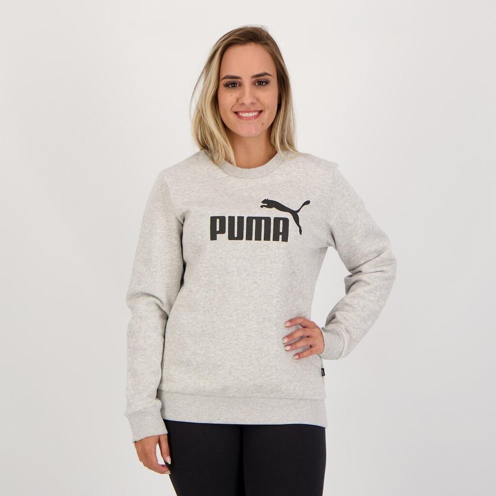 Moletom Puma ESS Crew Feminino Cinza Mescla
