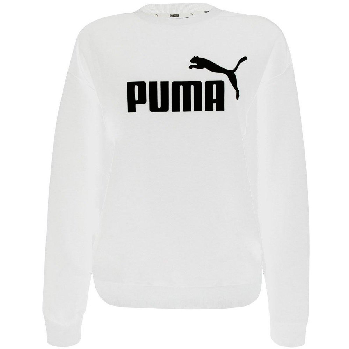 Moletom Puma Essentials Logo Crew Fl Feminino Branco Netshoes
