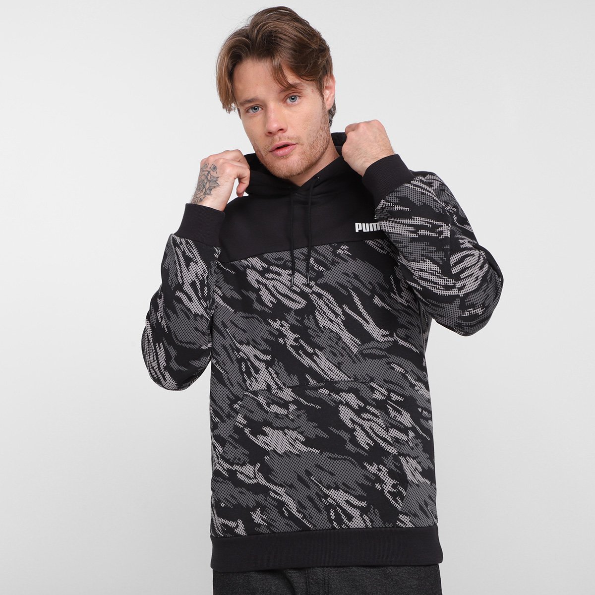 puma leopard moletom com capuz
