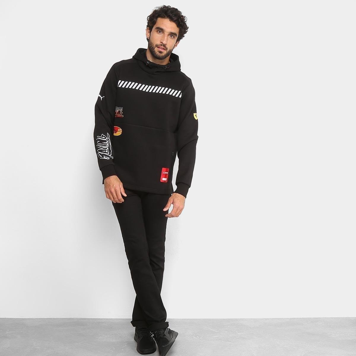 puma ferrari moletom com capuz black