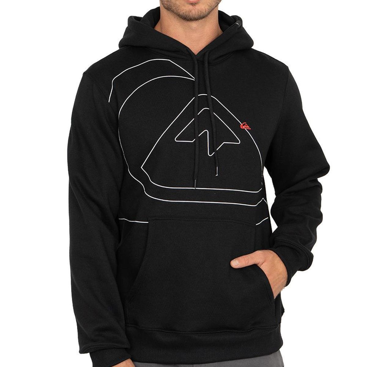kkk777 Moletom Quiksilver Canguru Big New Tour WT26 Masculino - Preto
