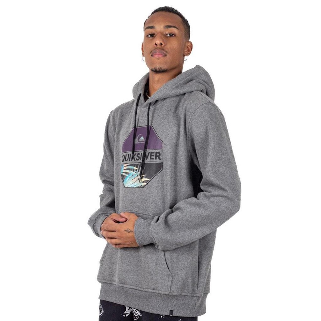 Moletom Quiksilver Canguru Fechado Panel Cinza Mescla