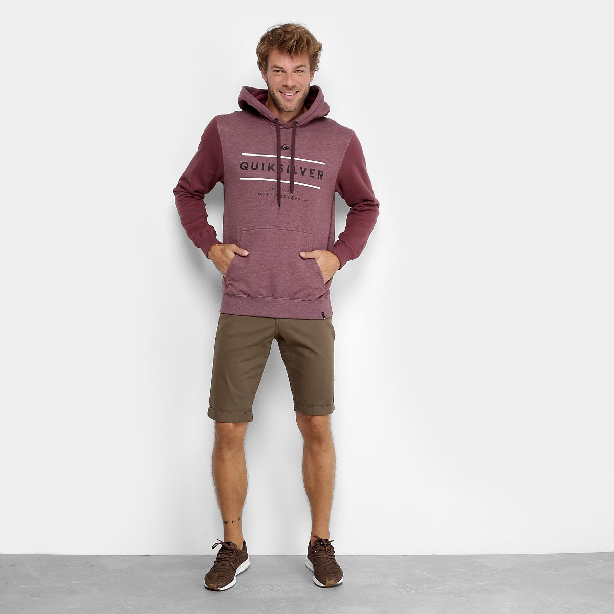 Moletom Quiksilver Canguru Reverso Surfo Masculino Vinho Netshoes