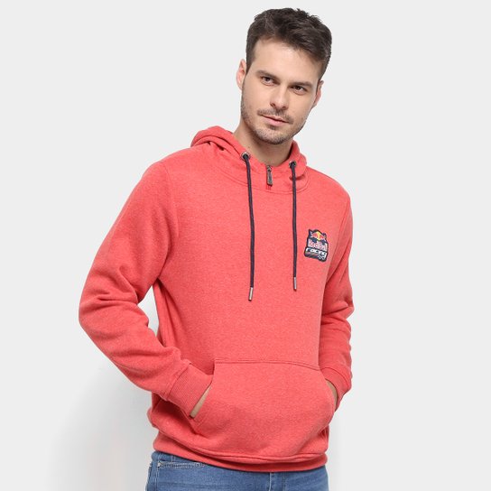 Moletom Red Bull Racing Detalhe Zíper Gola Masculino - Vermelho