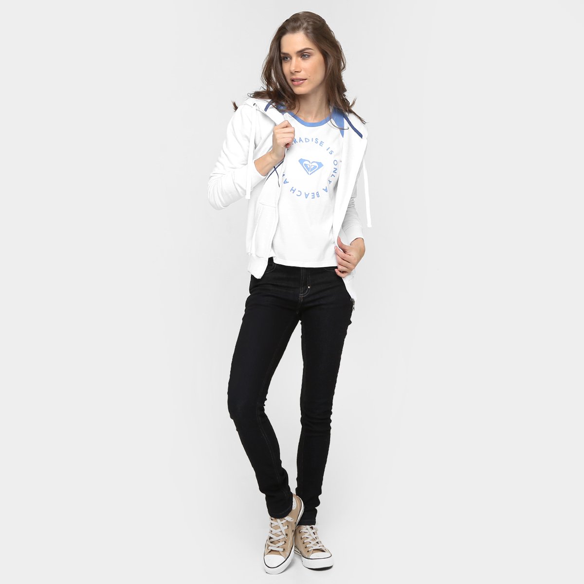 roxy white moletom com capuz