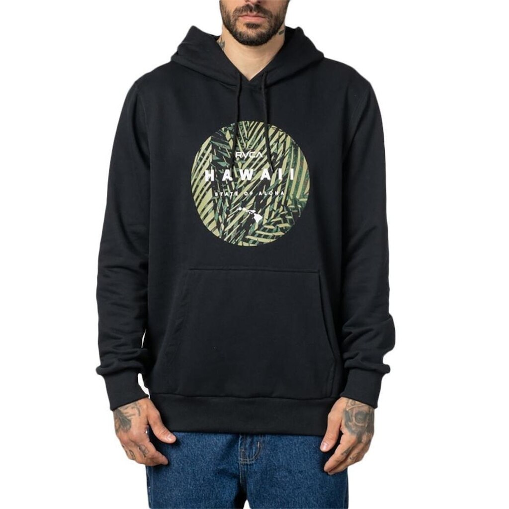Moletom RVCA Canguru Hawaii Motors WT23 Masculino