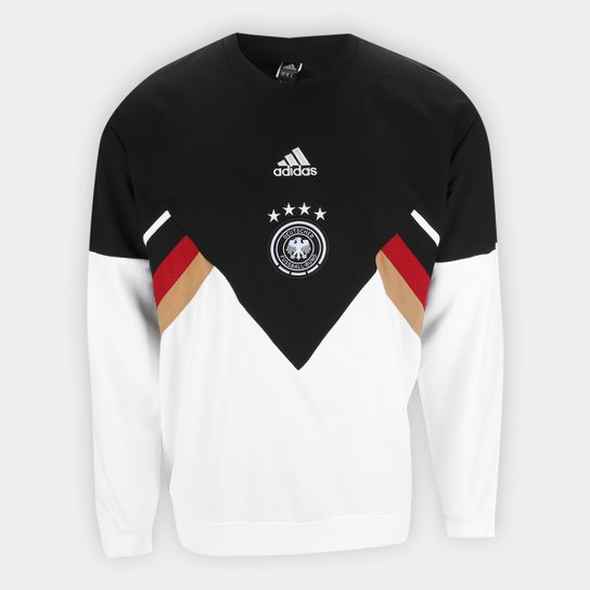 Moletom Seleção Alemanha Adidas Icon Masculino - Preto+Branco Menor preço em Moletom Seleção Alemanha Adidas Icon Masculino - Preto+Branco