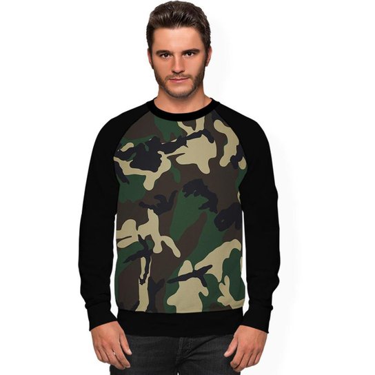 Moletom Stompy Raglan Masculino Tattoo Skull Caveira - Preto