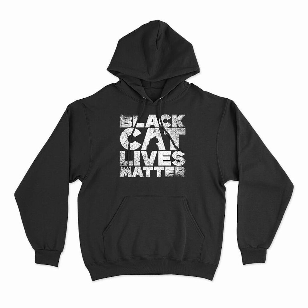 Moletom Studio Geek Com Capuz Black Cat Lives Matter Unissex