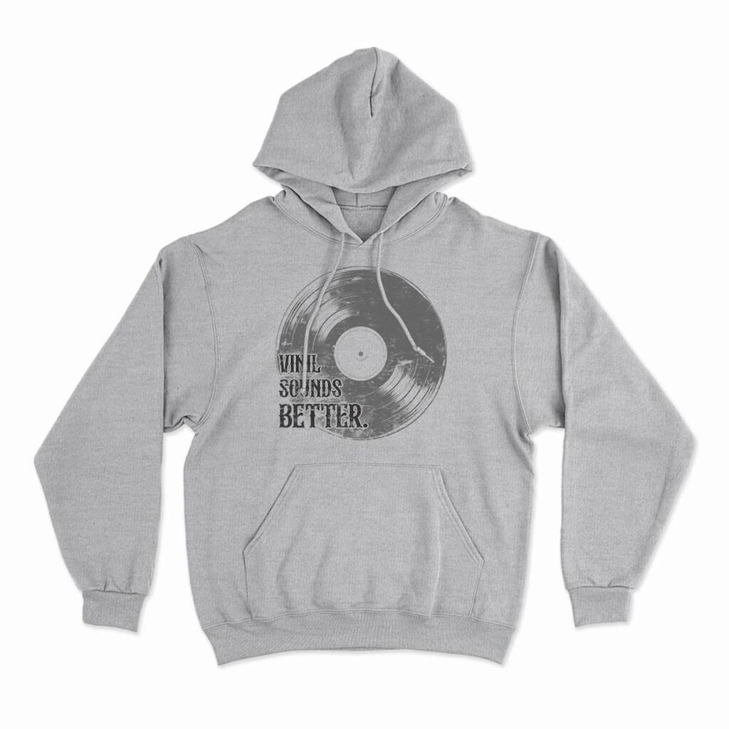 Moletom Studio Geek Com Capuz Vinyl Sounds Better Unissex