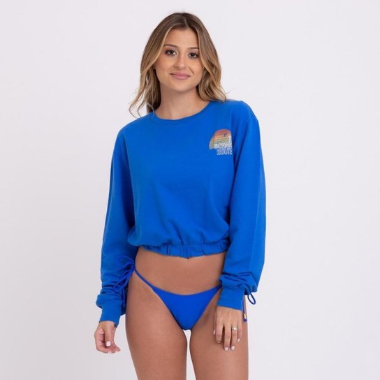 Moletom Sun Faded Feminino - Azul