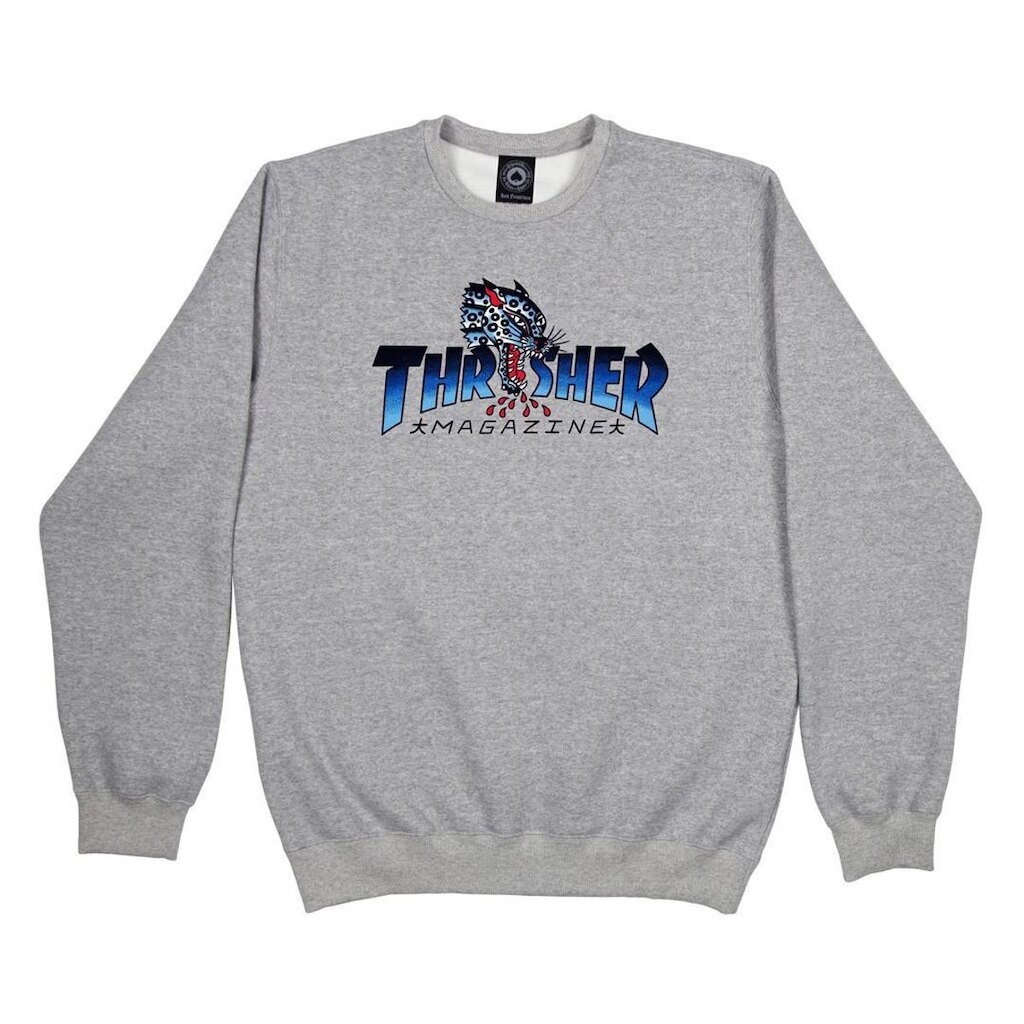 Moletom Thrasher Magazine Careca Leopard - Cinza Mescla