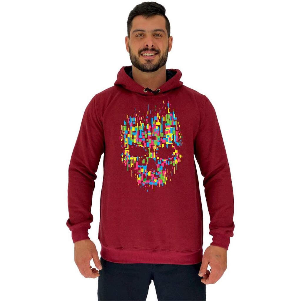 Moletom Tradicional Capuz MXD Conceito Caveira Abstrata Masculino