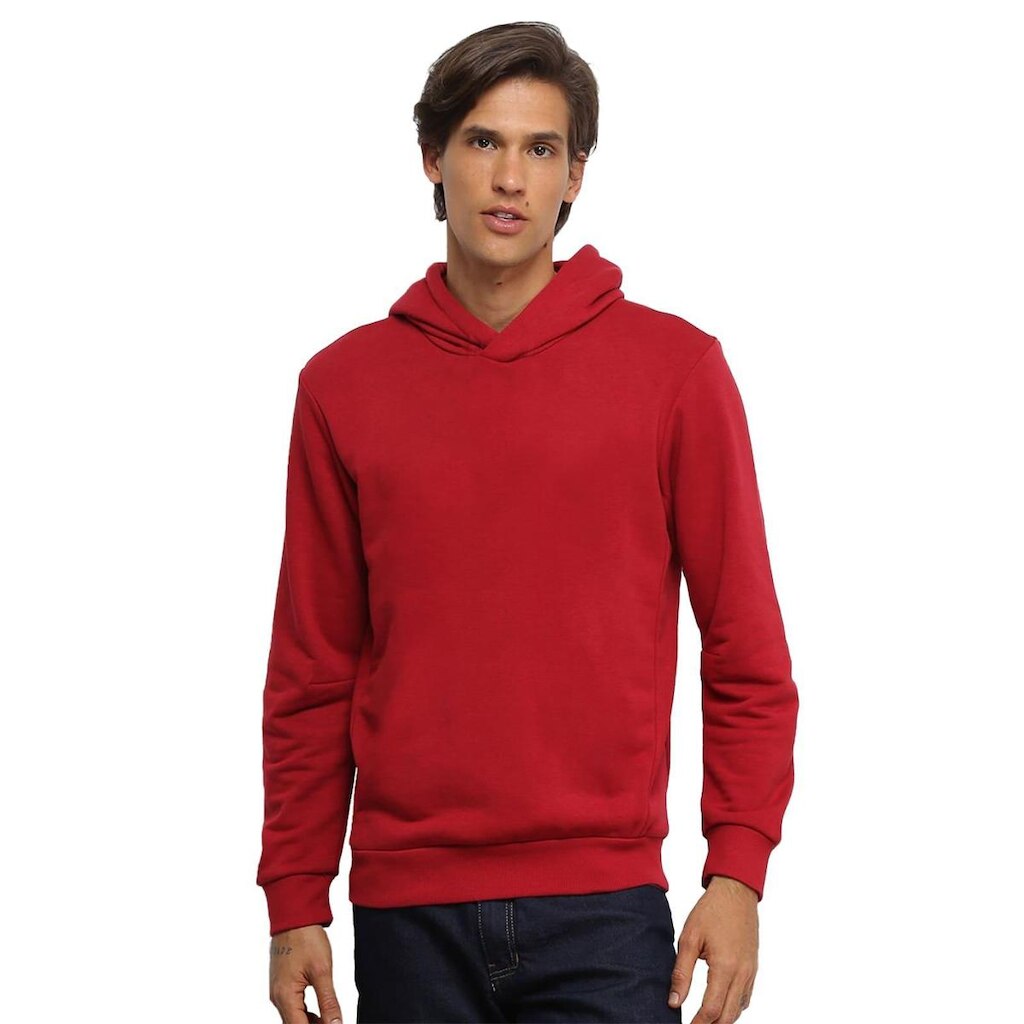 Moletom Vermelho Flanelado com Capuz Grosso 3 Cabos