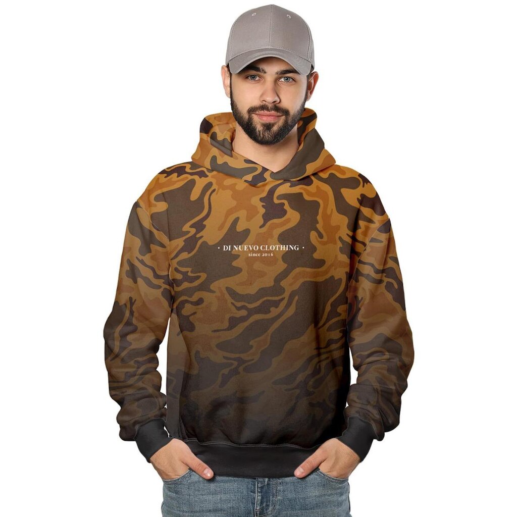 Moletom Yep Grosso Camuflado Laranja com Marrom com Capuz