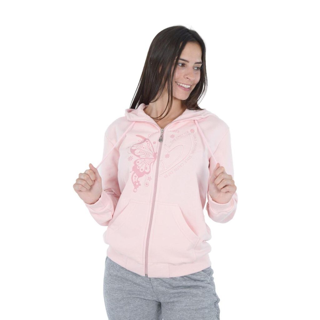 Moletom Ziper Feminino Aplique Borboleta Calfin