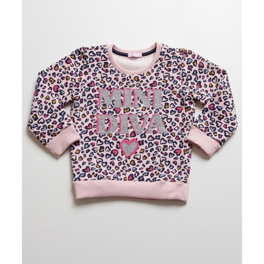 Moletons Infantil Estampa Animal Print Marisa - Rosa Claro