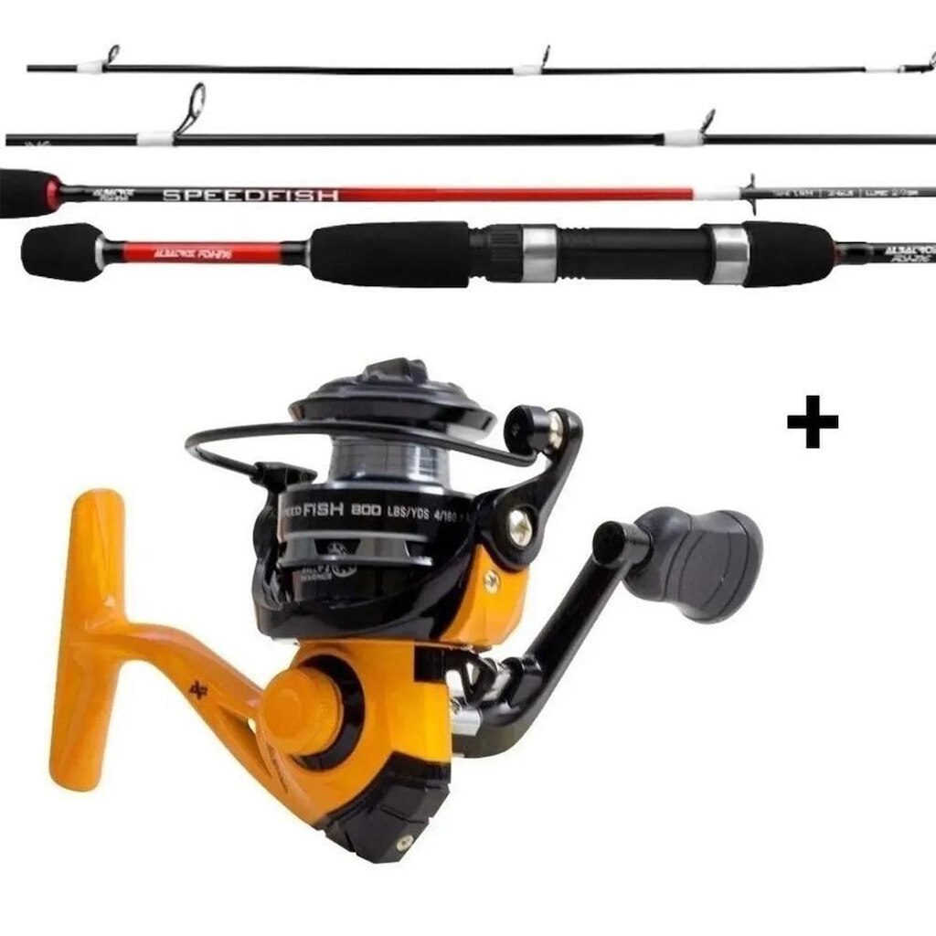 Molinete Micro SpeedFish 800 Amarelo - Albatroz + Vara Speed Fish
