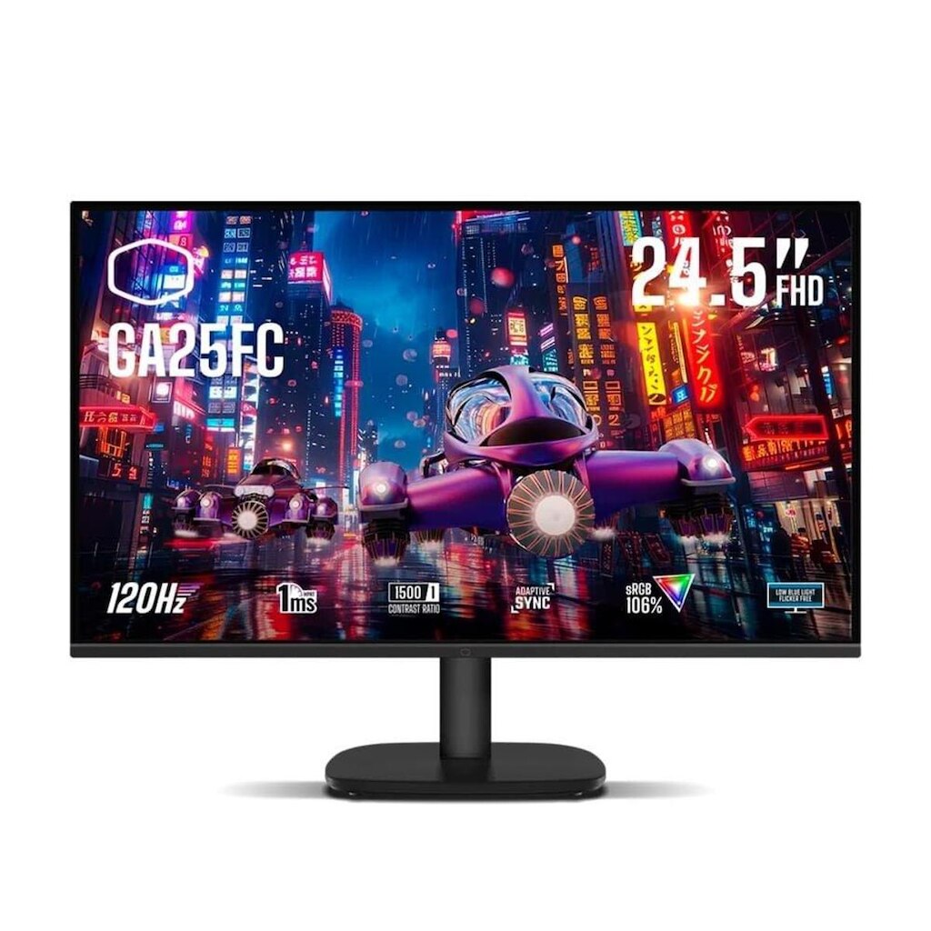 Monitor Gamer Cooler Master 24,5", FHD, 120Hz, 1ms, IPS, HDMI e VGA, Console Ready - GA25FC