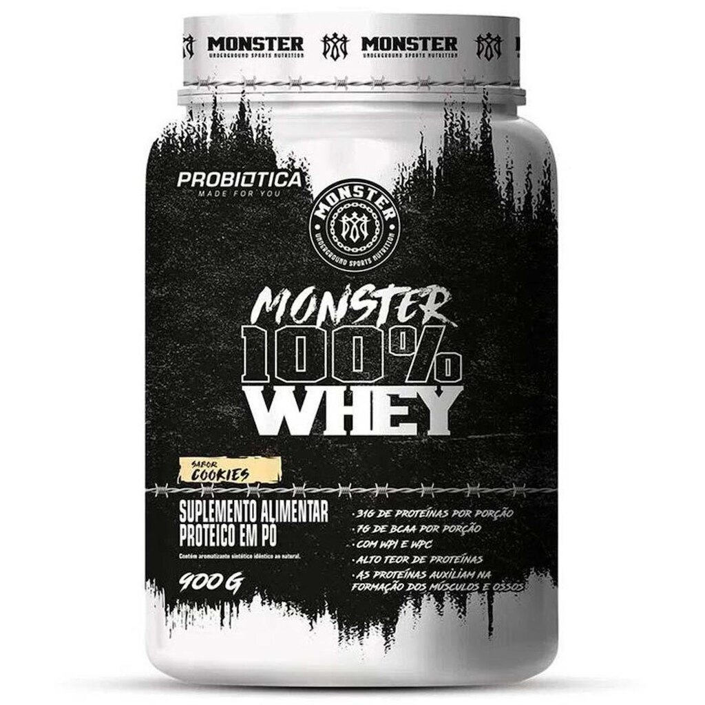 Monster 100% Whey 900G Concentrado Isolado Sabor Cookies