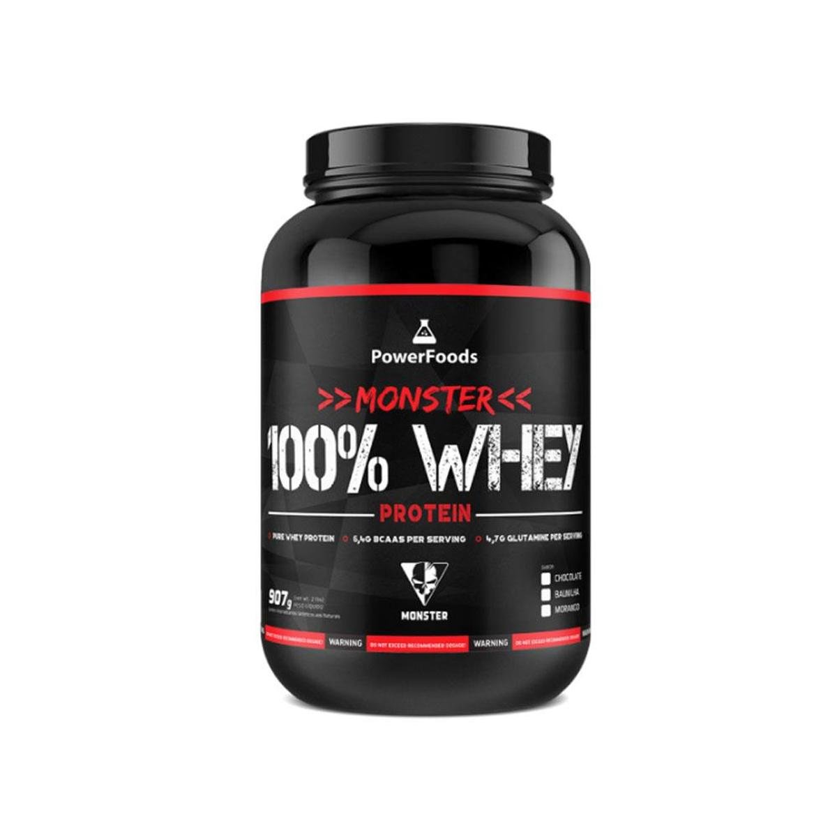 Monster 100 Whey Protein 907gr PowerFoods Netshoes