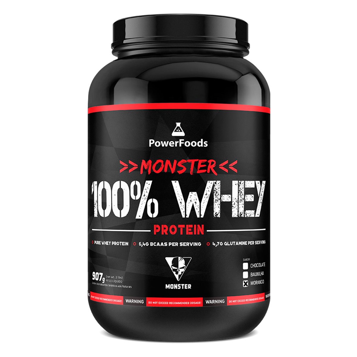 Monster 100% Whey Protein PowerFoods 907g - Morango | Netshoes