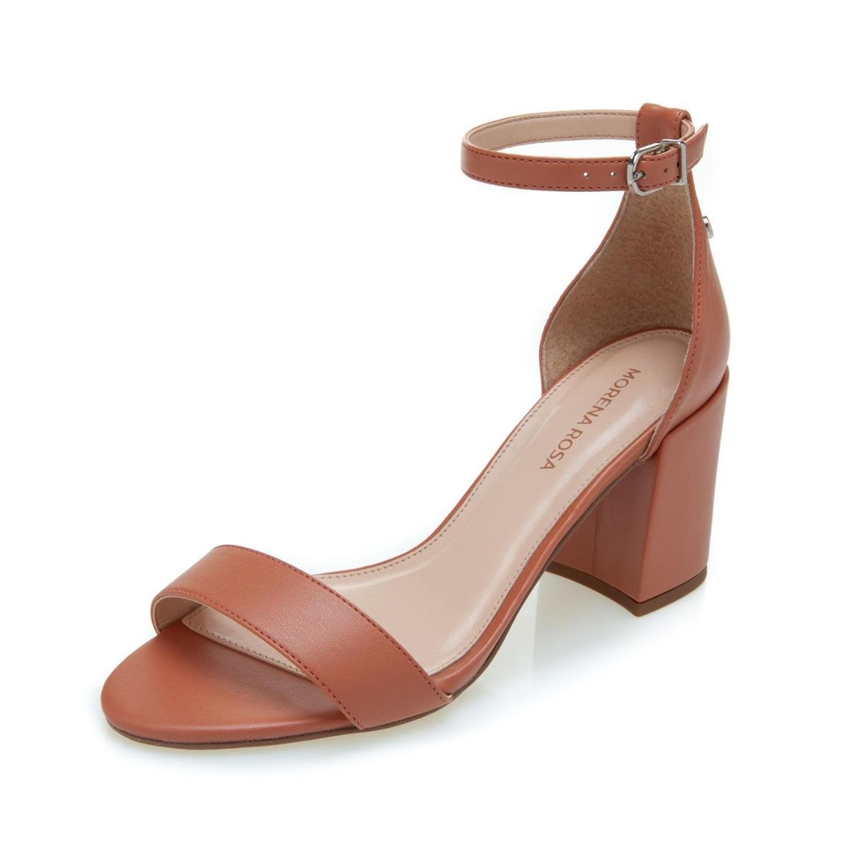 Morena Rosa Sandalia Morena Rosa Salto Bloco Lisa Marrom