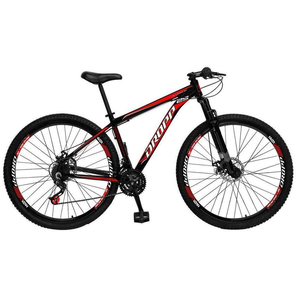 Mountain Bike Aro 29 Dropp Aluminum Freio a Disco Preto+Vermelho