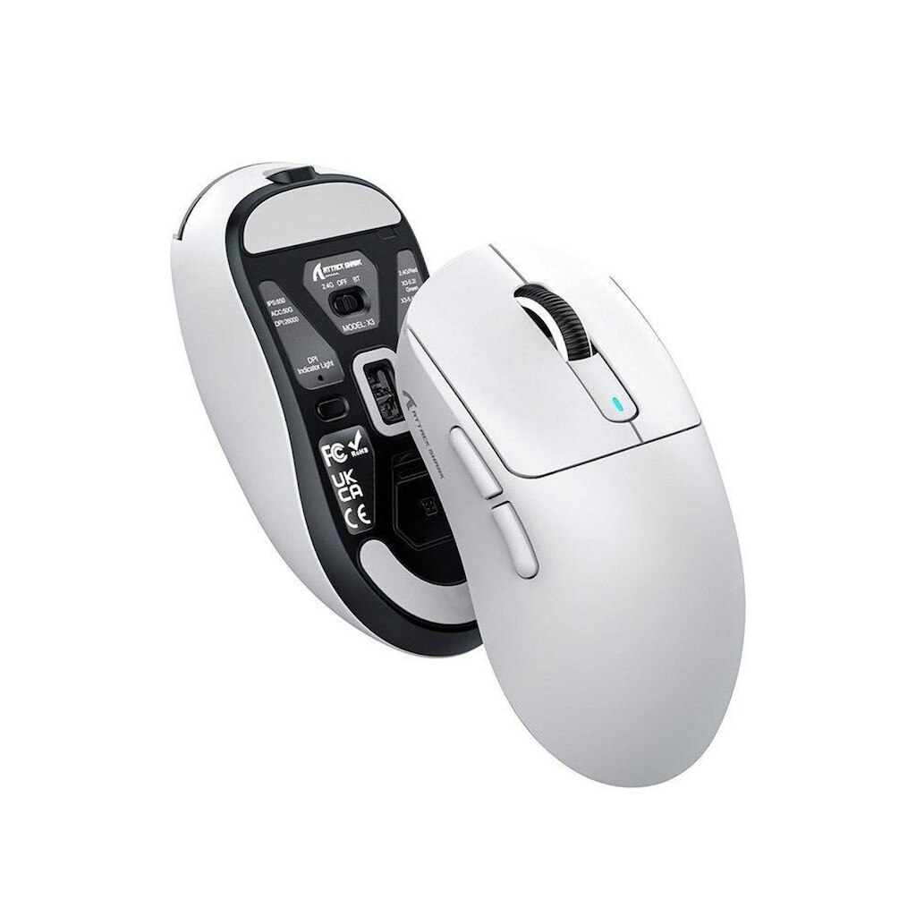 Mouse Gamer Attack Shark 26.000 DPI Sensor Óptico PAW3395 6 Botões Programáveis Tri-Mode