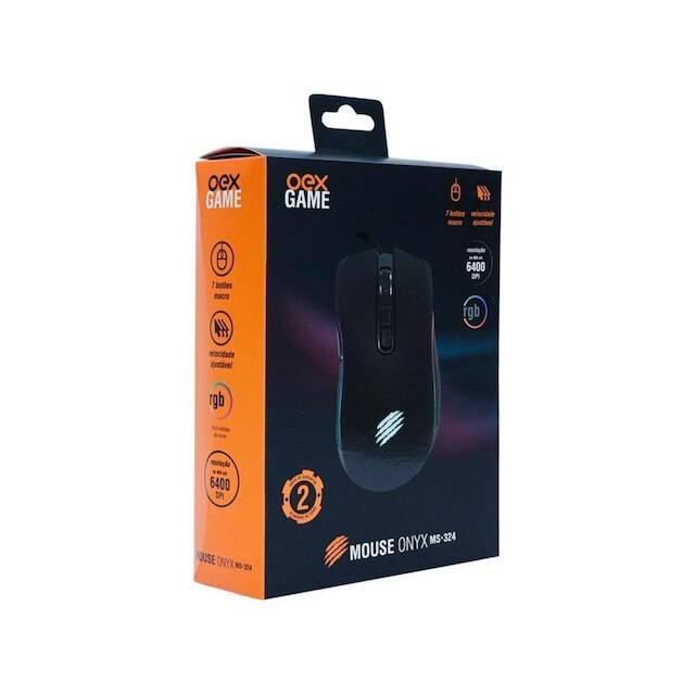 Mouse Gamer Onyx LED RGB Para PC Notebook OEX MS324 Branco