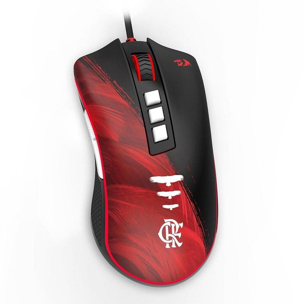 Mouse Gamer Redragon Flamengo Attack, 12400 DPI, Sensor PMW3327, USB, Preto e Vermelho - Fl711