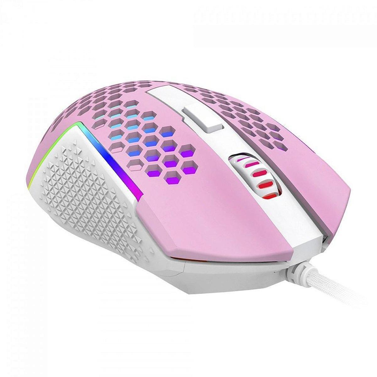 Mouse Gamer Redragon Reaping Elite RGB, 32000 DPI, 6 Botões, Rosa e ...