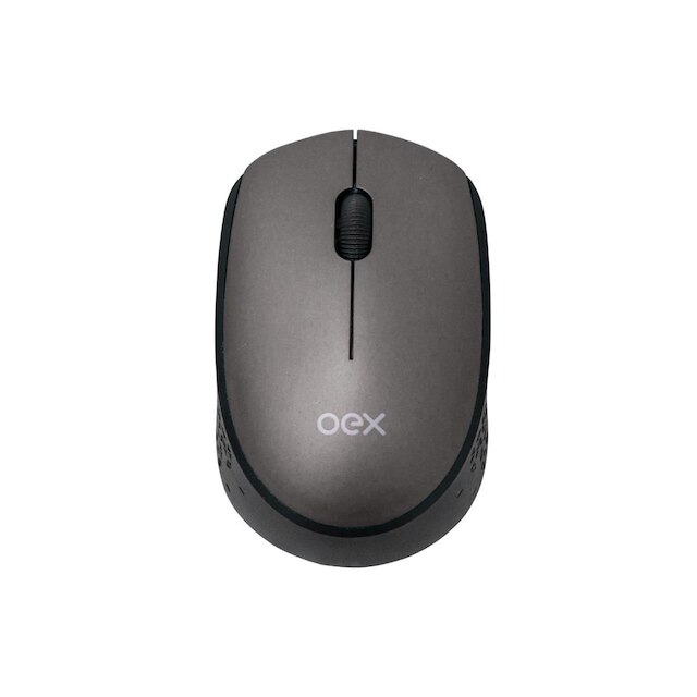 MOUSE WIRELESS OEX MS409 COM 3 BOTÕES CHUMBO E PRETO