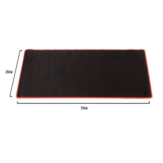 MousePad Gamer Extra Grande 75x35cm - Borda Costurada - Bsn - Preto+Vermelho Menor preço em MousePad Gamer Extra Grande 75x35cm - Borda Costurada - Bsn - Preto+Vermelho