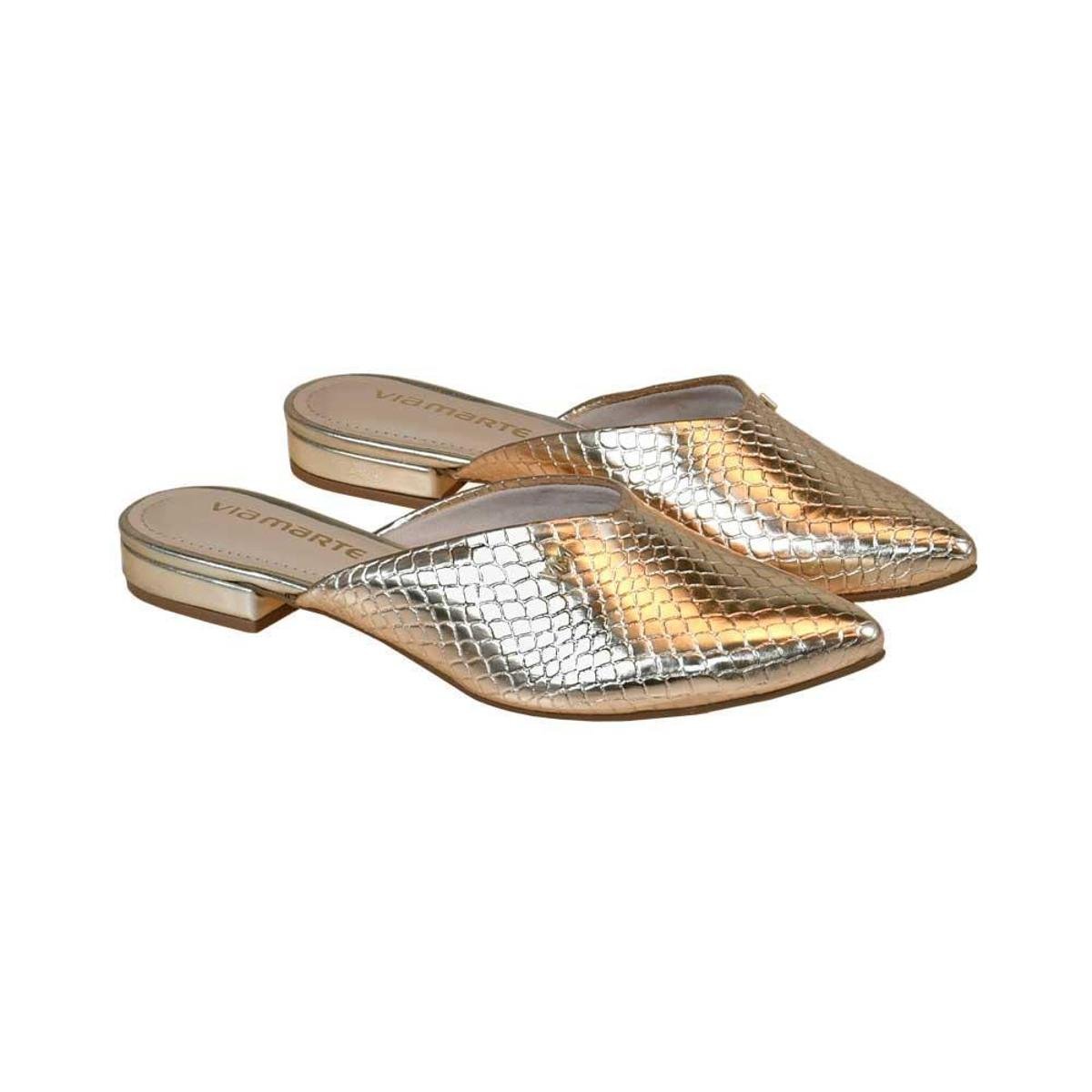 mule feminino dourado
