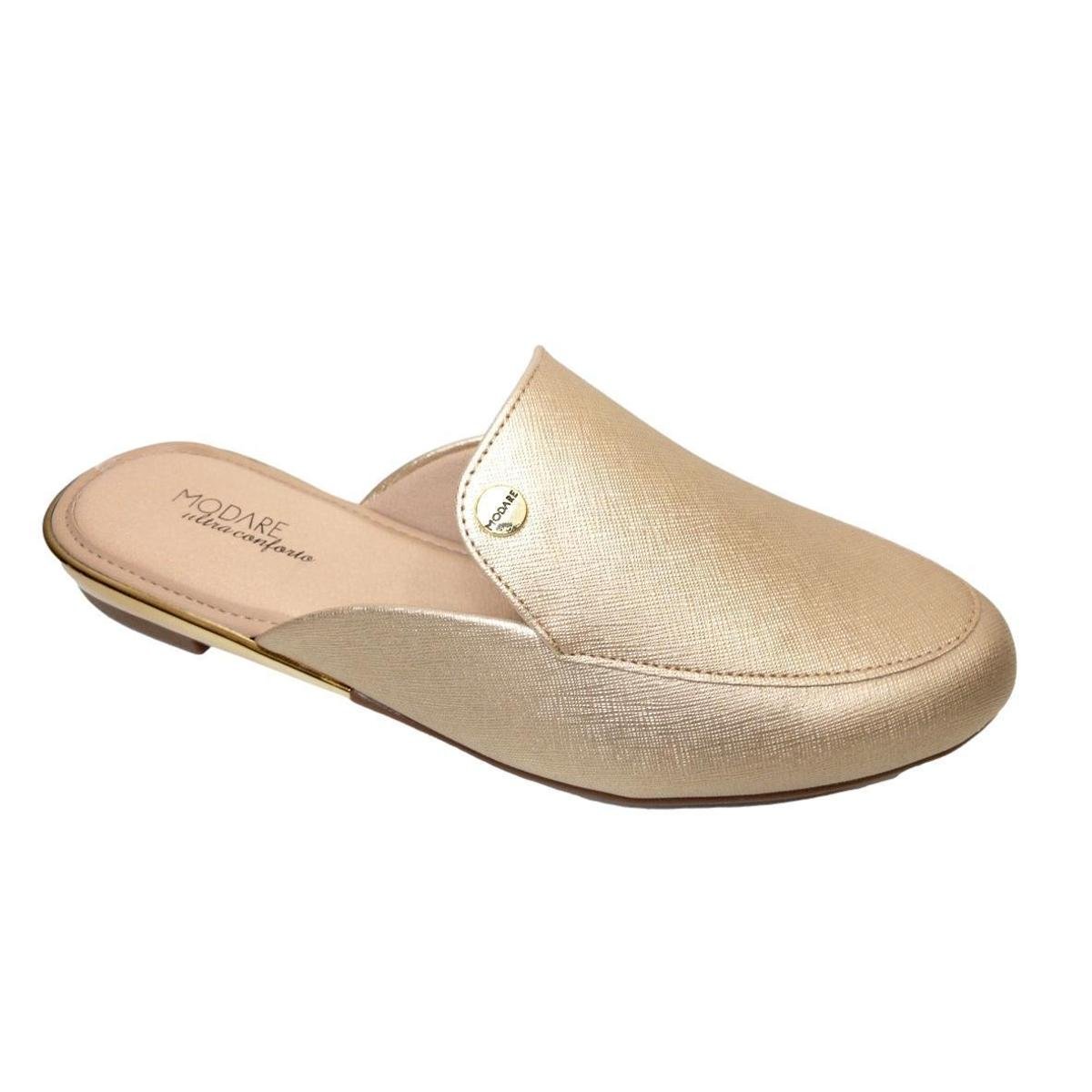 mule feminino dourado