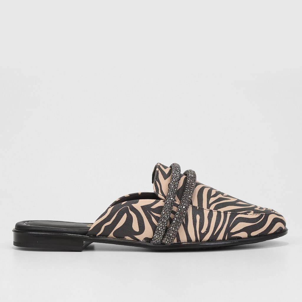 Mule Vizzano Animal Print E Brilho Feminina