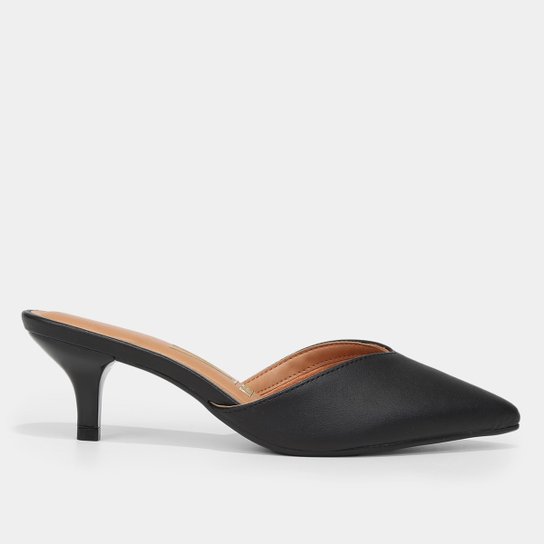 Mule Vizzano Bico Fino Feminino - Preto Menor preço em Mule Vizzano Bico Fino Feminino - Preto