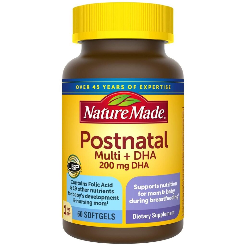 Multivitamínico pós-natal Nature Made + DHA 200 mg 60 cápsulas